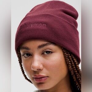 SOLD! Lululemon deep lux Warm revelation beanie *wordmark